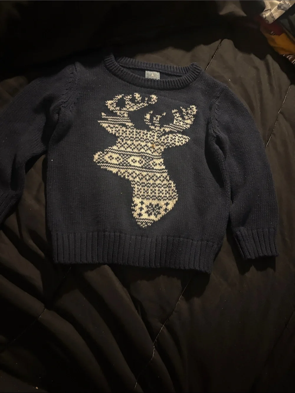 GAP Navy Crewneck Sweater with Cream Reindeer